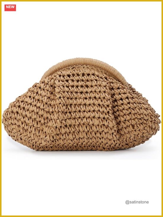 Handbags - Dumpling Straw Clutch Purse Crossbody Shoulder Handbag Summer Beach Woven Bag